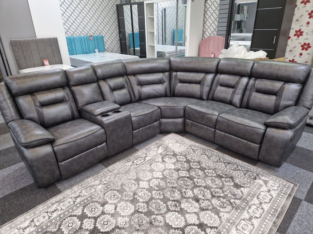 Black Electric Recliner Leather Sofa