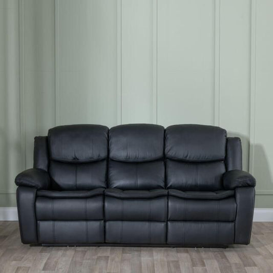 Berlin Black Leather Recliner Sofa Set