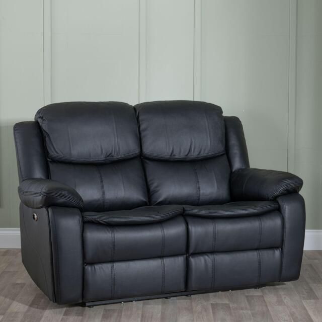 Berlin Black Leather Recliner Sofa Set